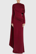 Draped Cape Sleeve Maxi Dress Gown