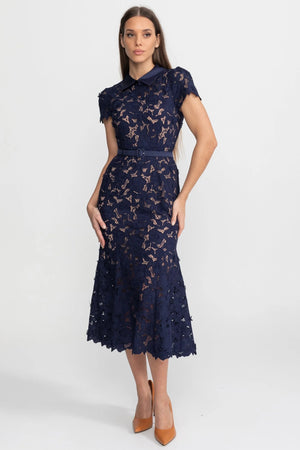Elegant Long Sleeve Lace Shirt Dress