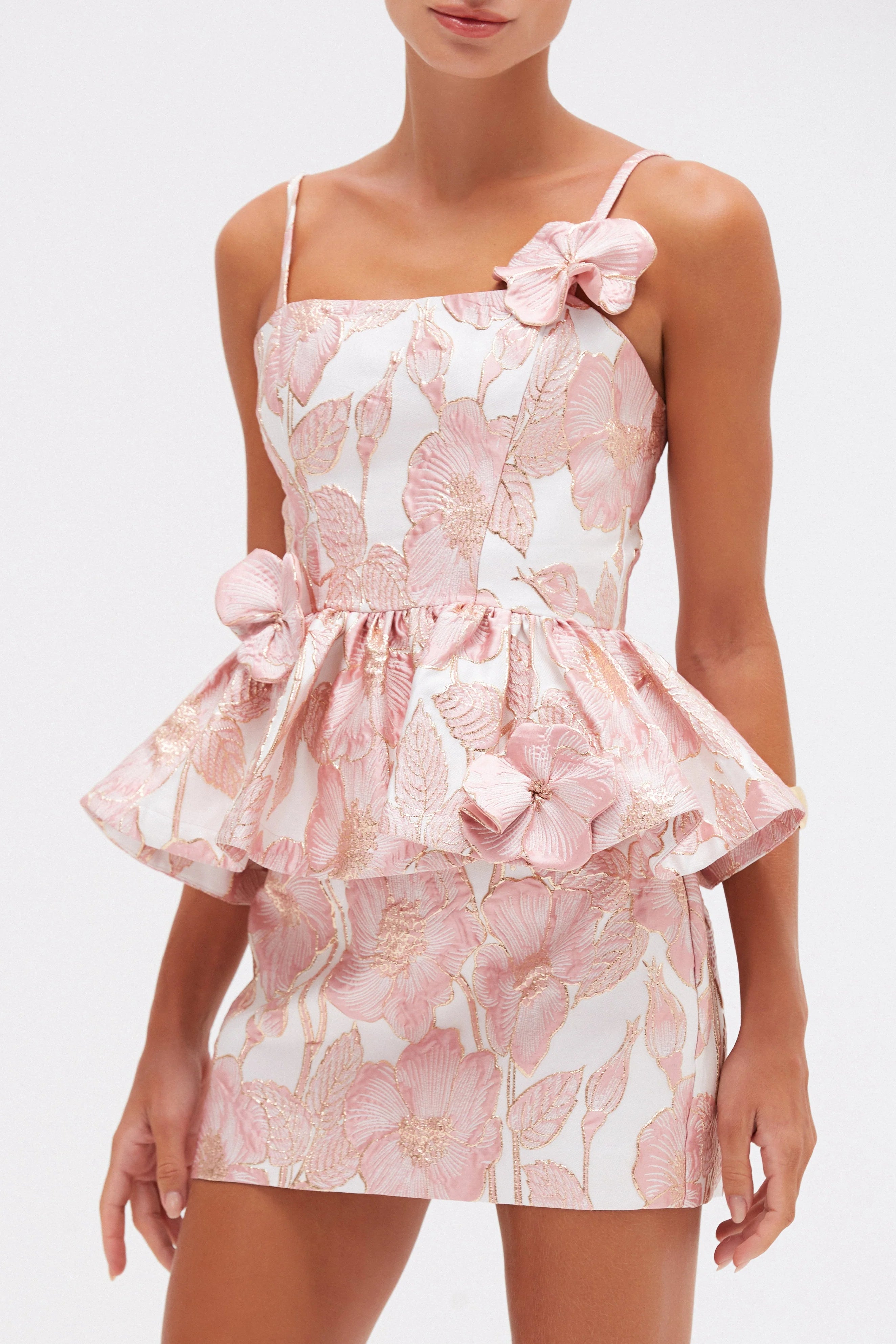 Women's Pink  Floral Jacquard Top