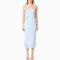 Light Blue 3D Floral Square Neck Dress