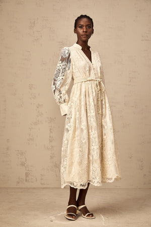 Heavy Beads Embroidery Maxi Dress