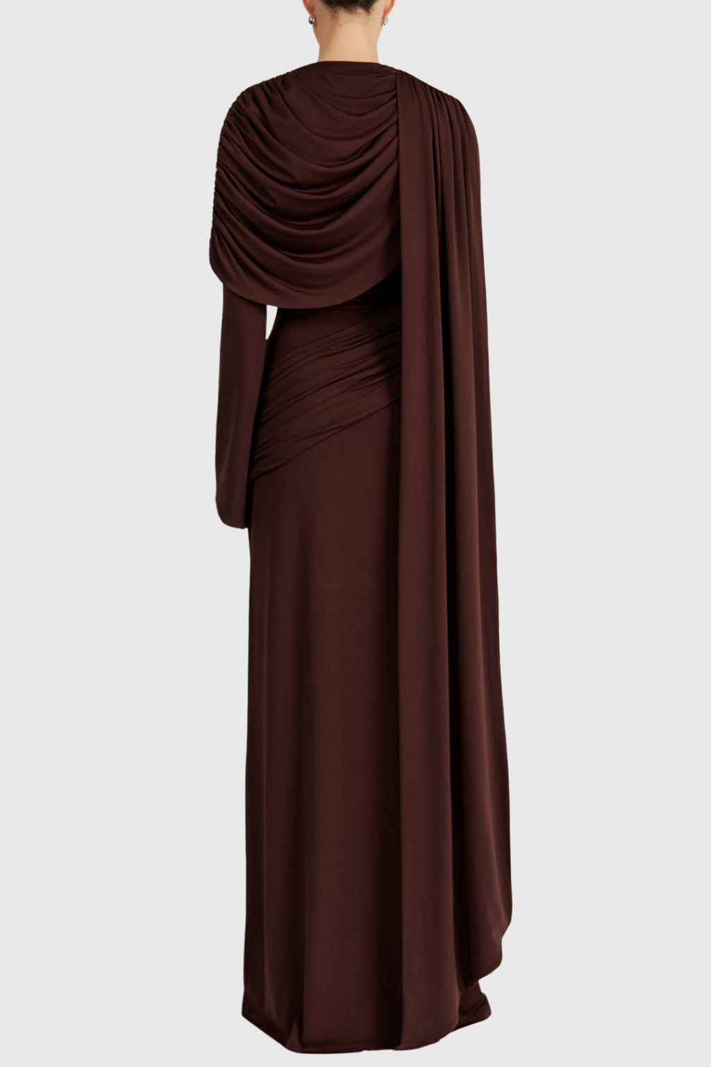 Draped Cape Sleeve Maxi Dress Gown