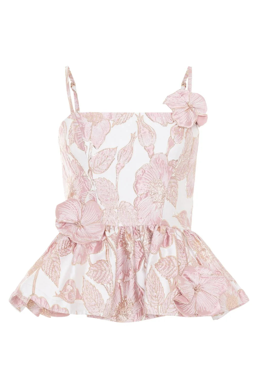 Women's Pink  Floral Jacquard Top