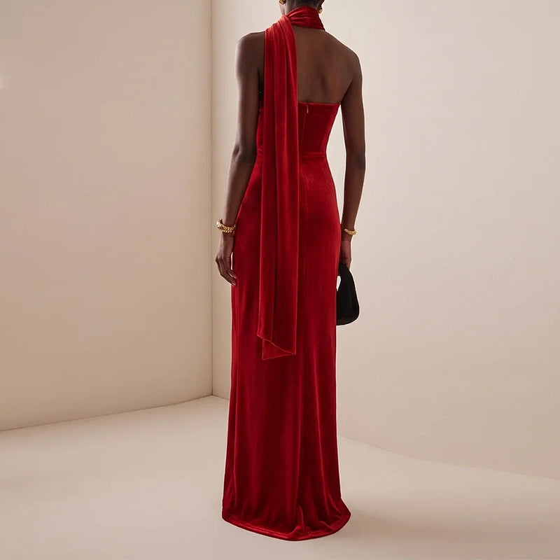 Burgundy Velvet Party Dress