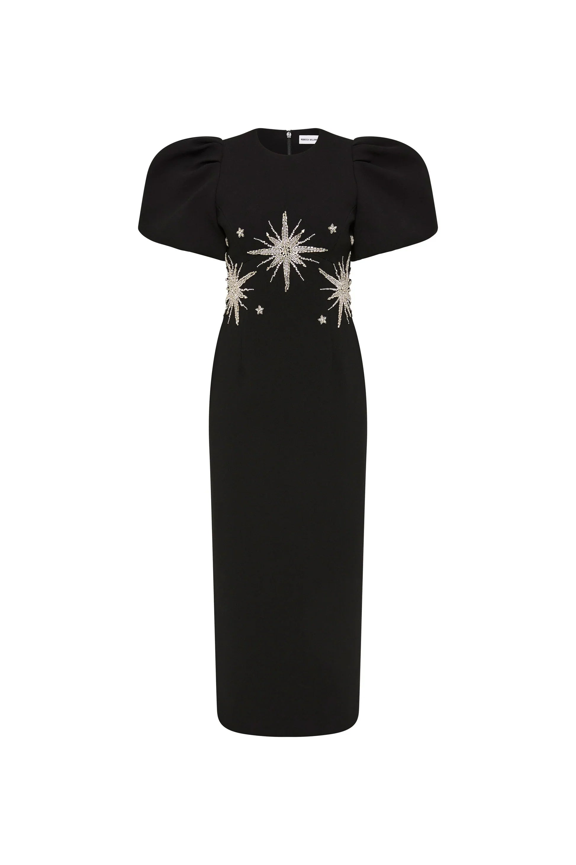 Women's Sleeve Starburst Beaded Sheath Formal Dress, Elegant Cocktail Gown