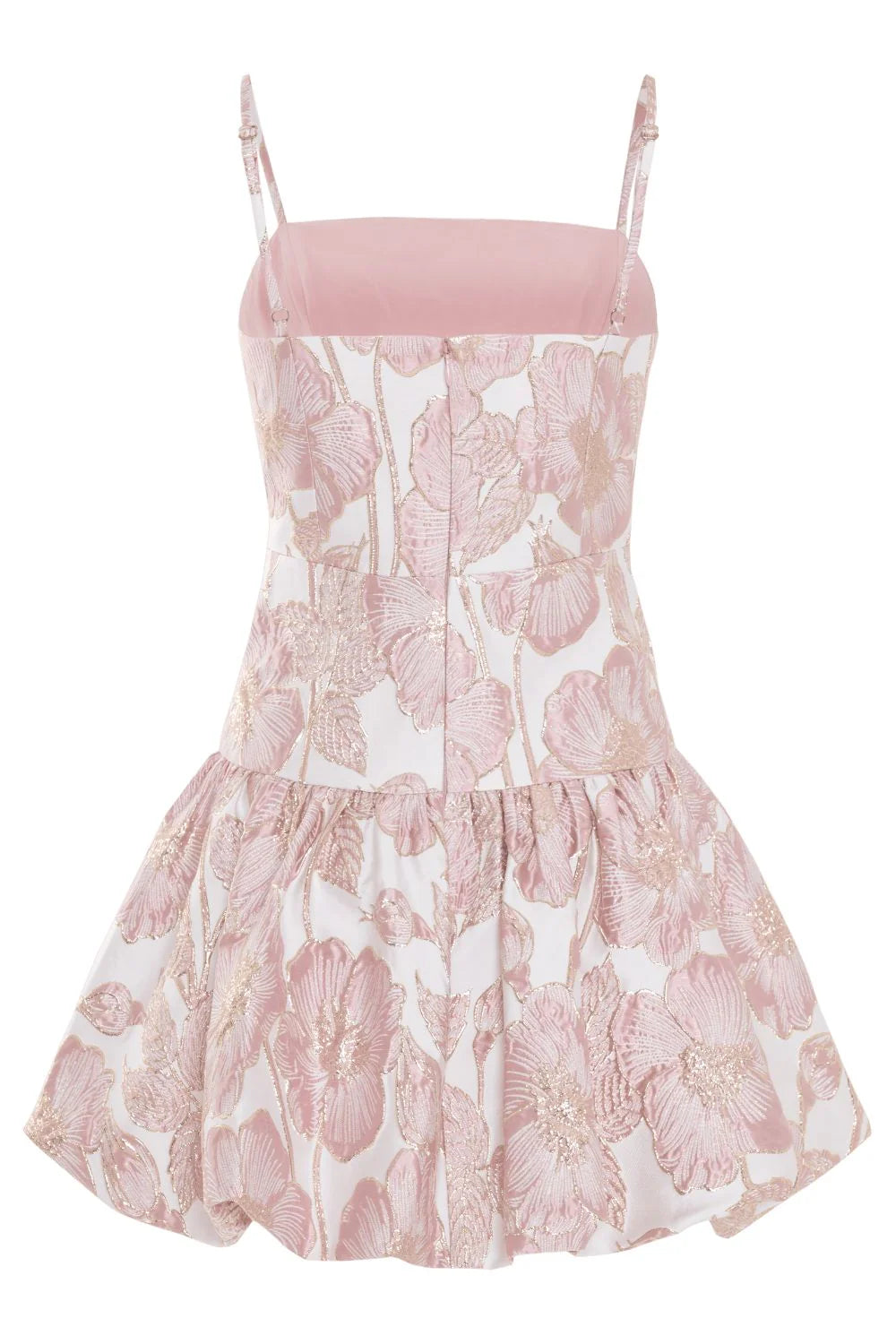 Women's Pink  Floral Jacquard  mini Dress