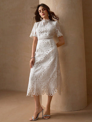 Elegant White Lace Maxi Dress