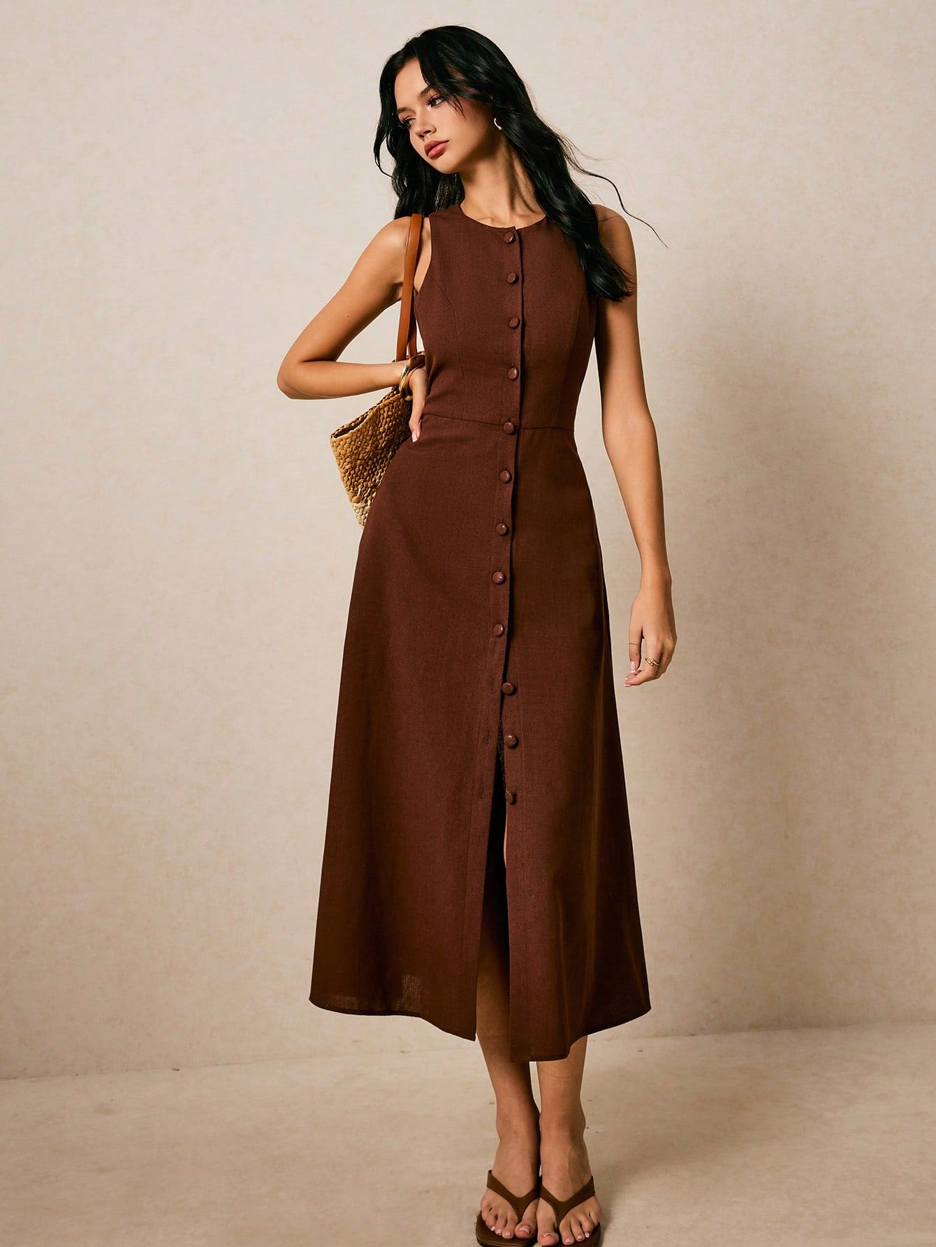 <a href="https://beryn-boutique.com/dress">
<img src="xxx.jpg" alt=<  Women's Round NecK Single-Breasted Sleeveless Brown  Dress">
</a>
