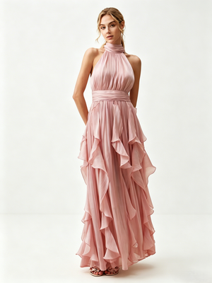 Pink Ruffle Maxi Dress