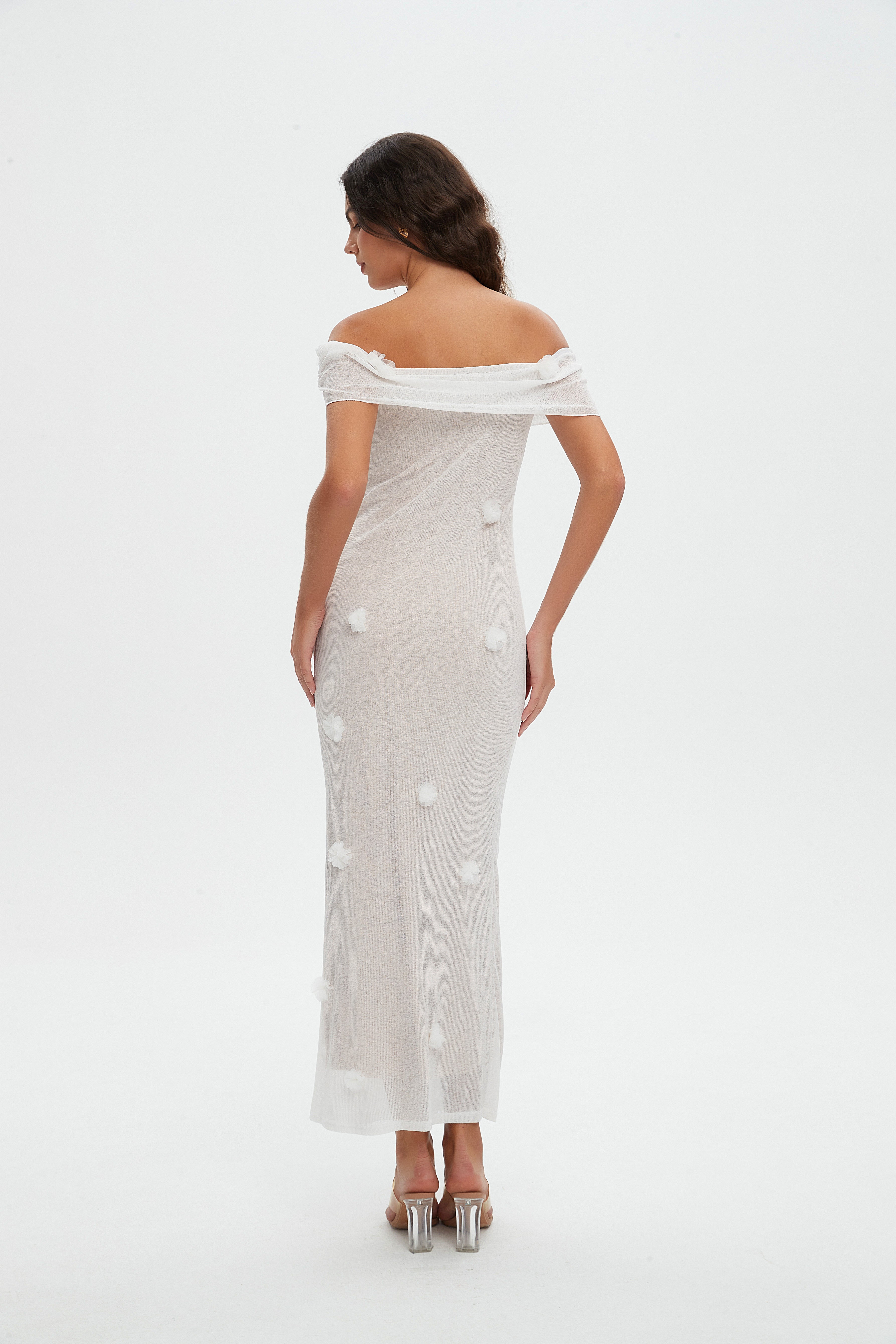 Romantic White Off-the-Shoulder Maxi Dress