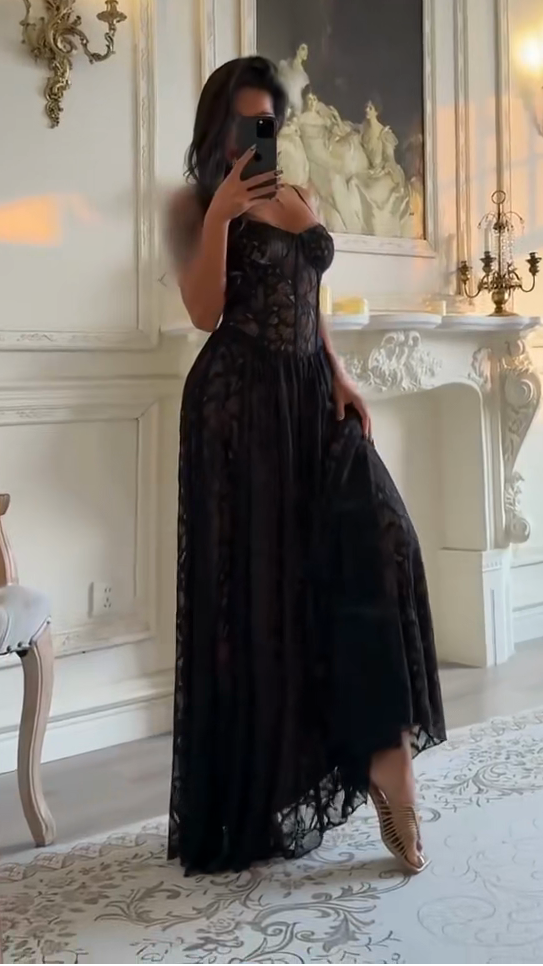 Stretch-lace maxi dress