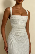 Elegant Square Neck   Evening Gown
