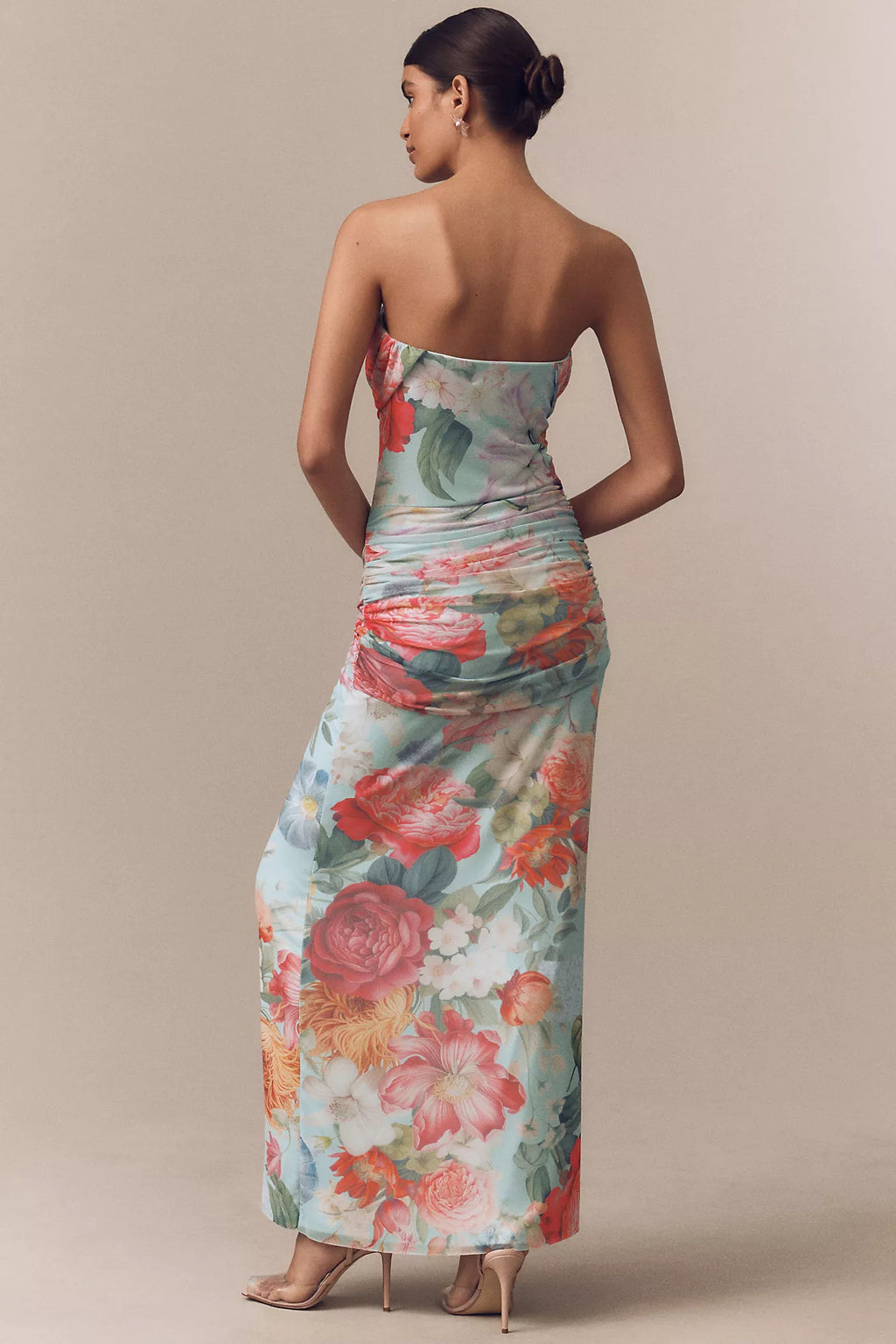 Floral Strapless Twist Front Maxi Dress