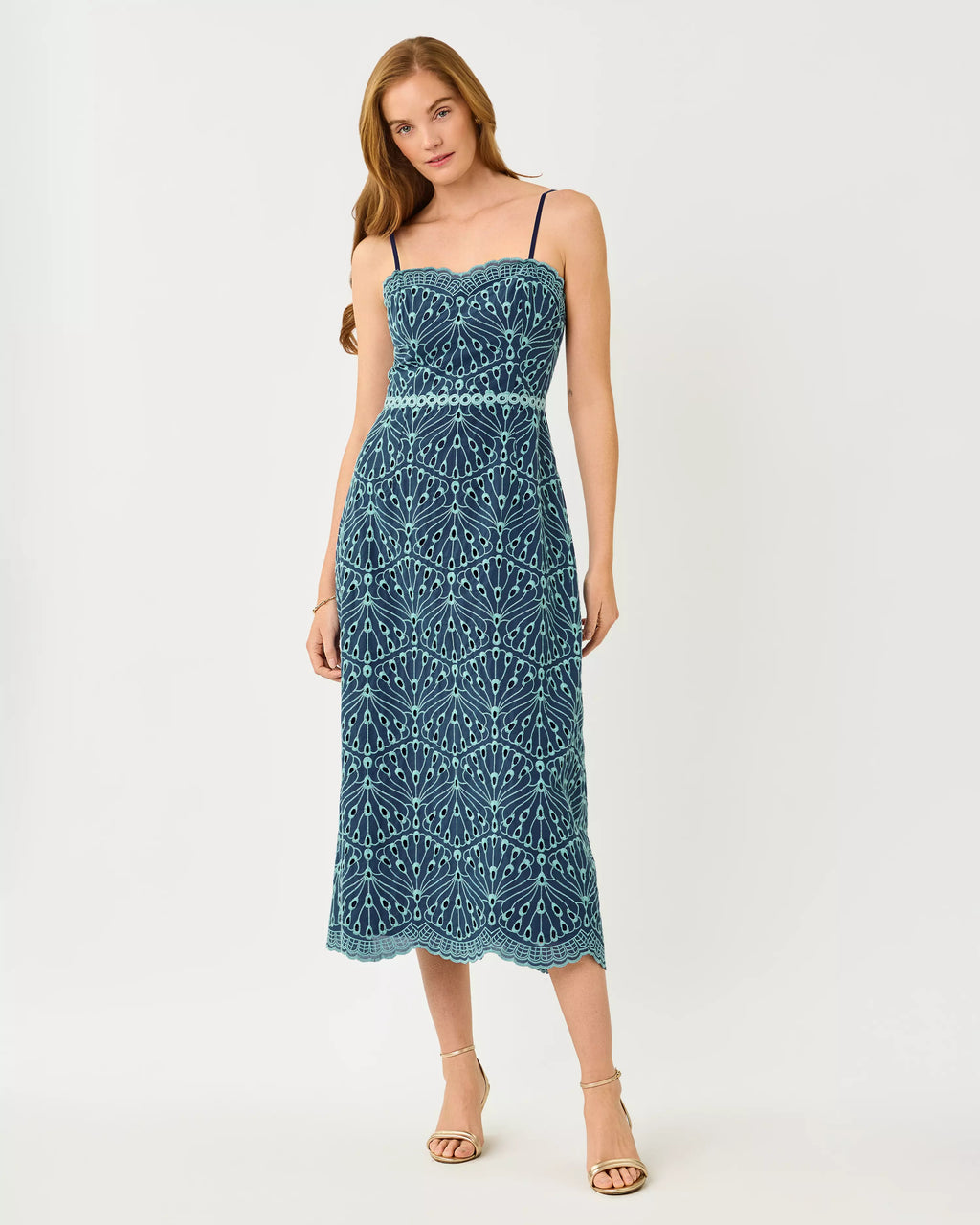 Geometric Print Midi Spaghetti Strap Dress