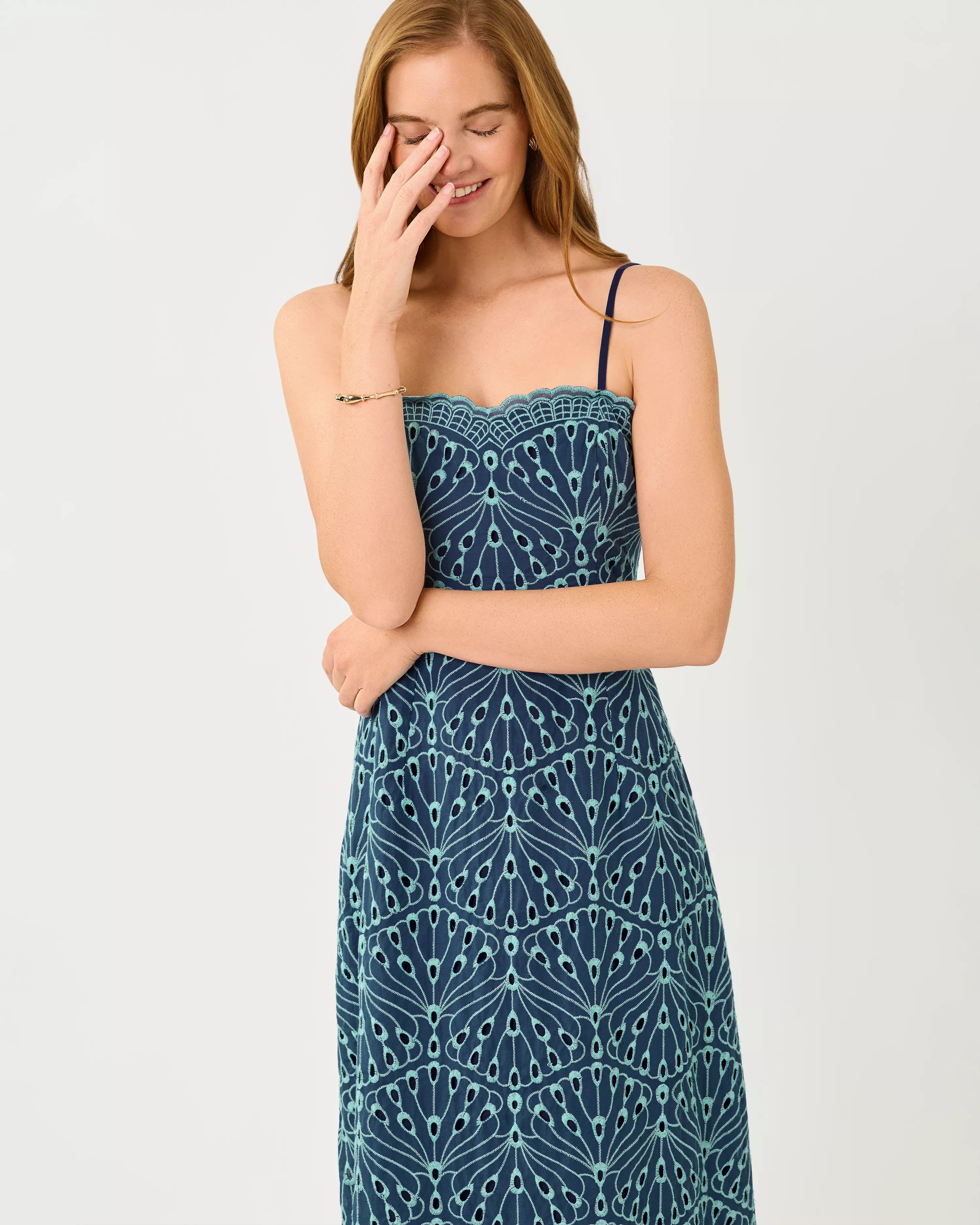 Geometric Print Midi Spaghetti Strap Dress