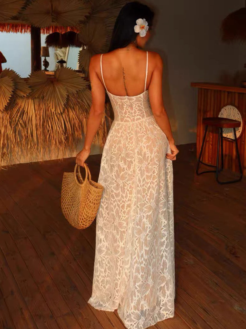 Stretch-lace maxi dress