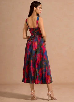 Floral Pleated Midi Dress