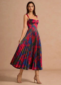 Floral Pleated Midi Dress