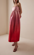 Gradient Red Satin Slip Maxi Dress