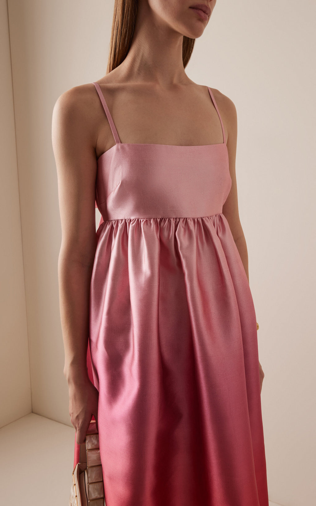 Gradient Red Satin Slip Maxi Dress