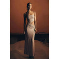 Champagne Sparkle Strapless Cutout Mermaid Evening Gown