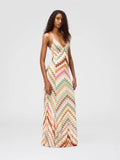 Elegant Bohemian Zigzag Pattern Spaghetti Strap Maxi Dress