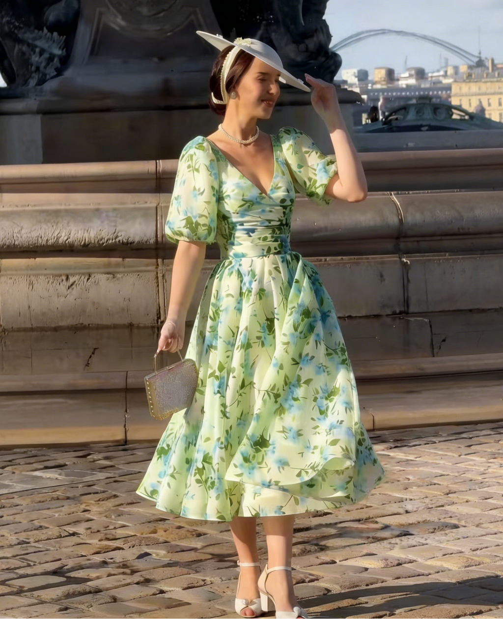 <img src="https://www.beryn-boutique.com/" 
       alt="Vintage Inspired Green Floral Chiffon Midi Dress | Luxury Puff Sleeve Evening Gown" 
       loading="lazy" />