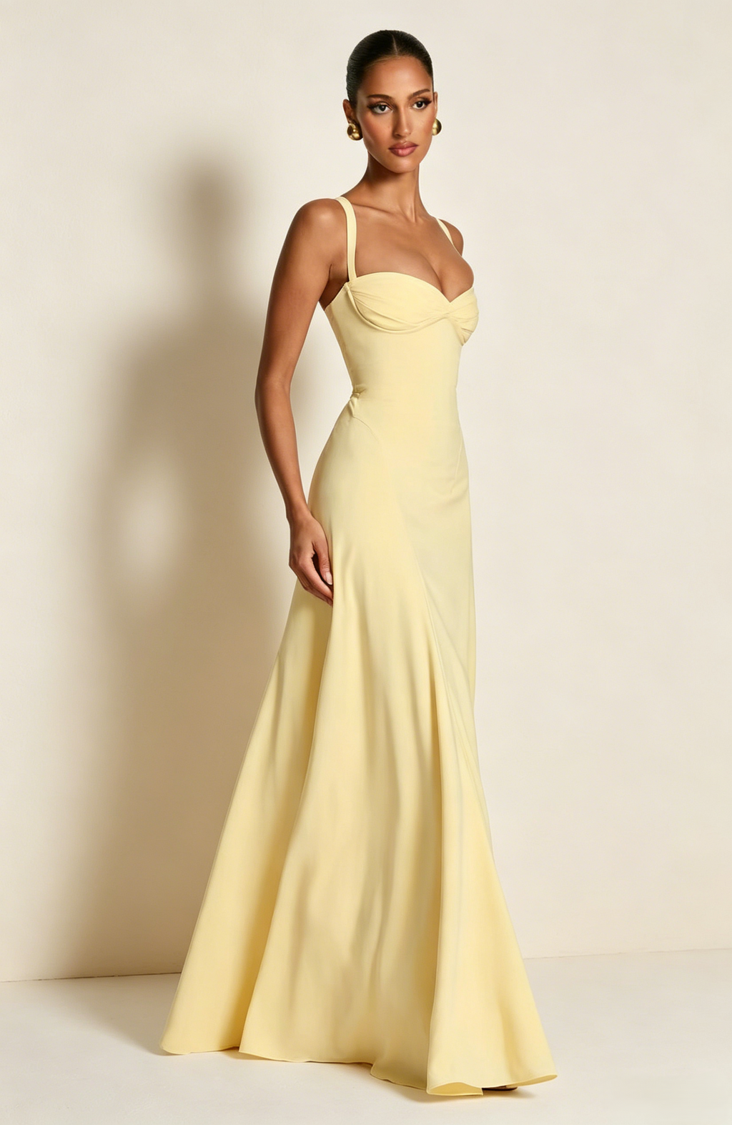 Yellow Sweetheart Chiffon Maxi | Corset Dress