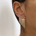 Sleek Line Design High Aesthetic Linear Tassel Earrings