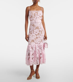 Belted Crochet Lace Maxi Dressess for Formal Occasions