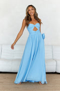 Sky Blue Cutout Twist Front Chiffon Maxi Dress