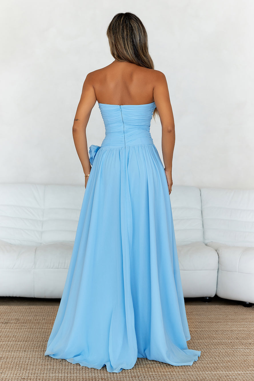 Sky Blue Cutout Twist Front Chiffon Maxi Dress