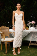 Ivory Pearl Beaded Cutout Mermaid Midi Dress