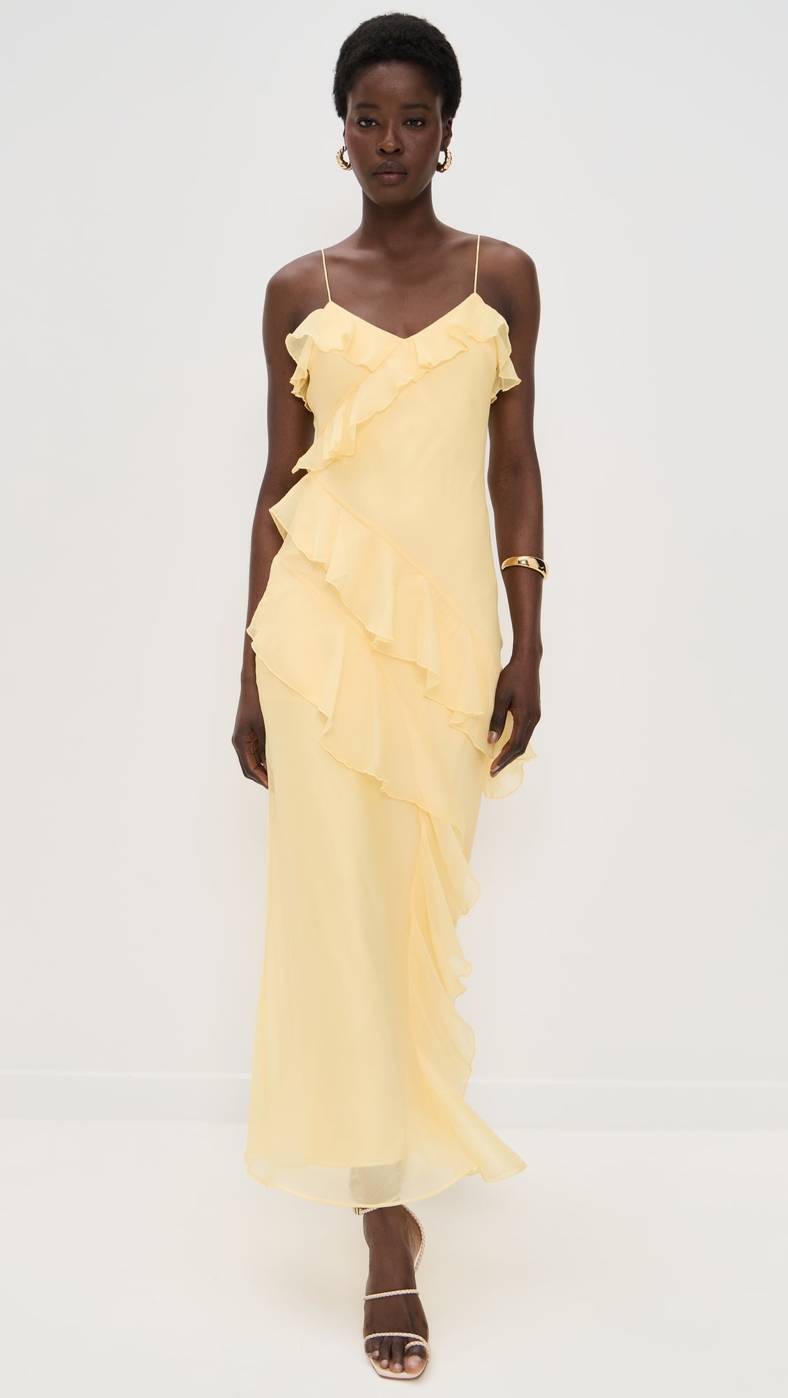 Yellow Ruffle Slip Maxi Dress