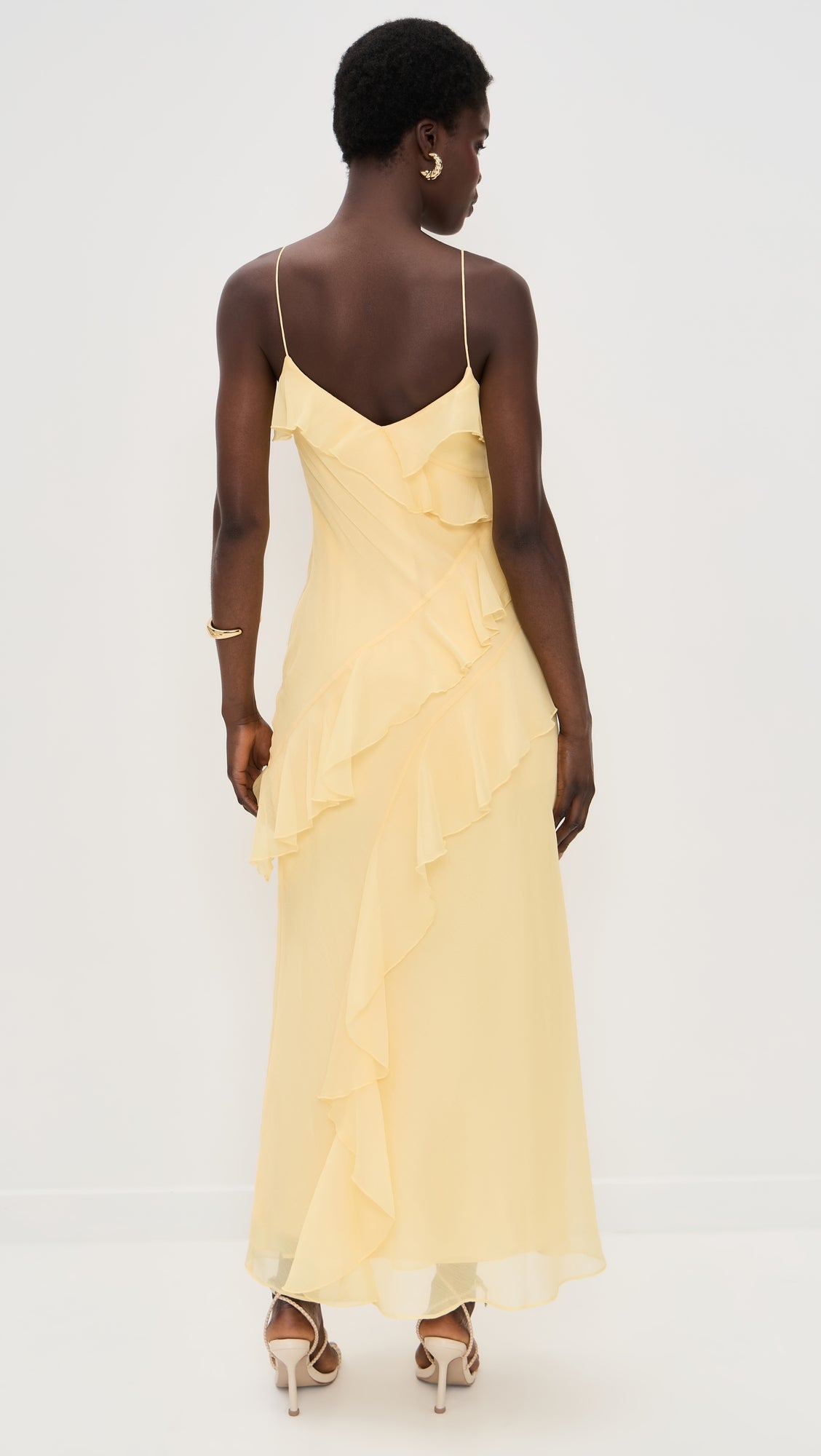 Yellow Ruffle Slip Maxi Dress