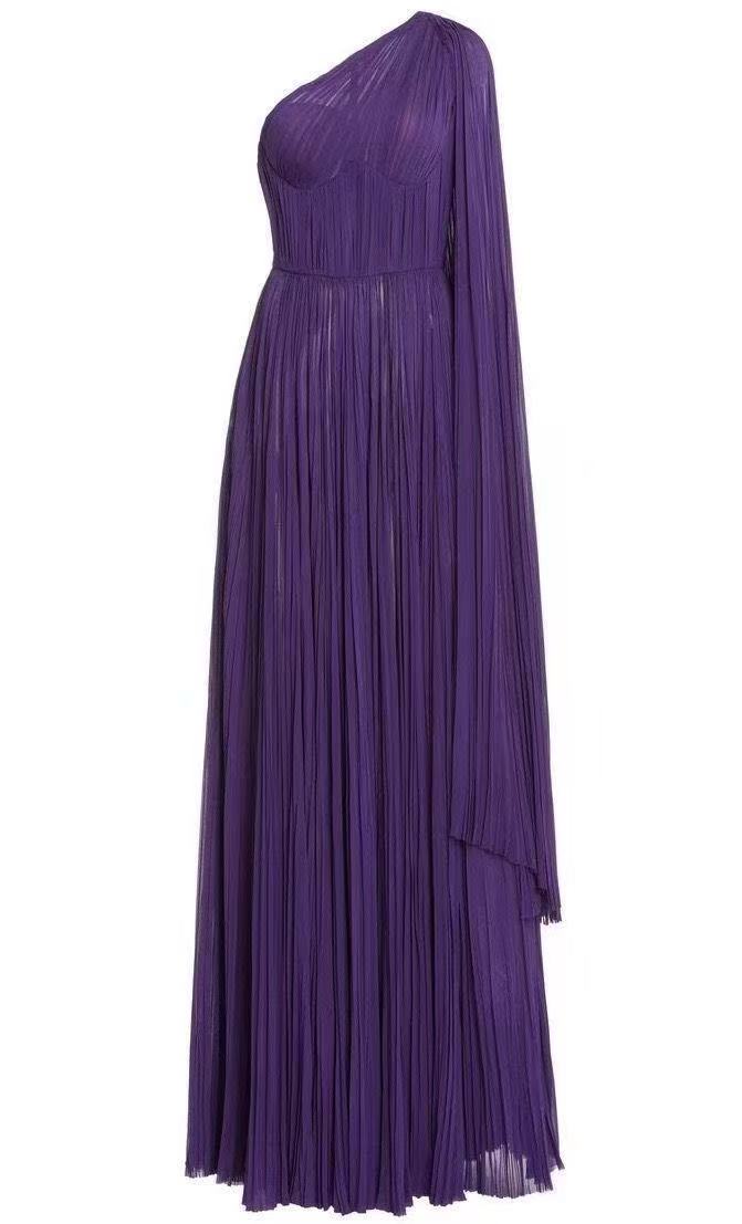 Purple Chiffon Evening Gown