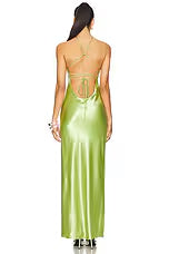 Lime Green Satin Halter Neck Maxi Dress